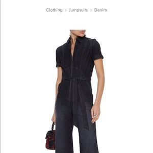 Alice and Olivia Wide leg denim jumpsuit.